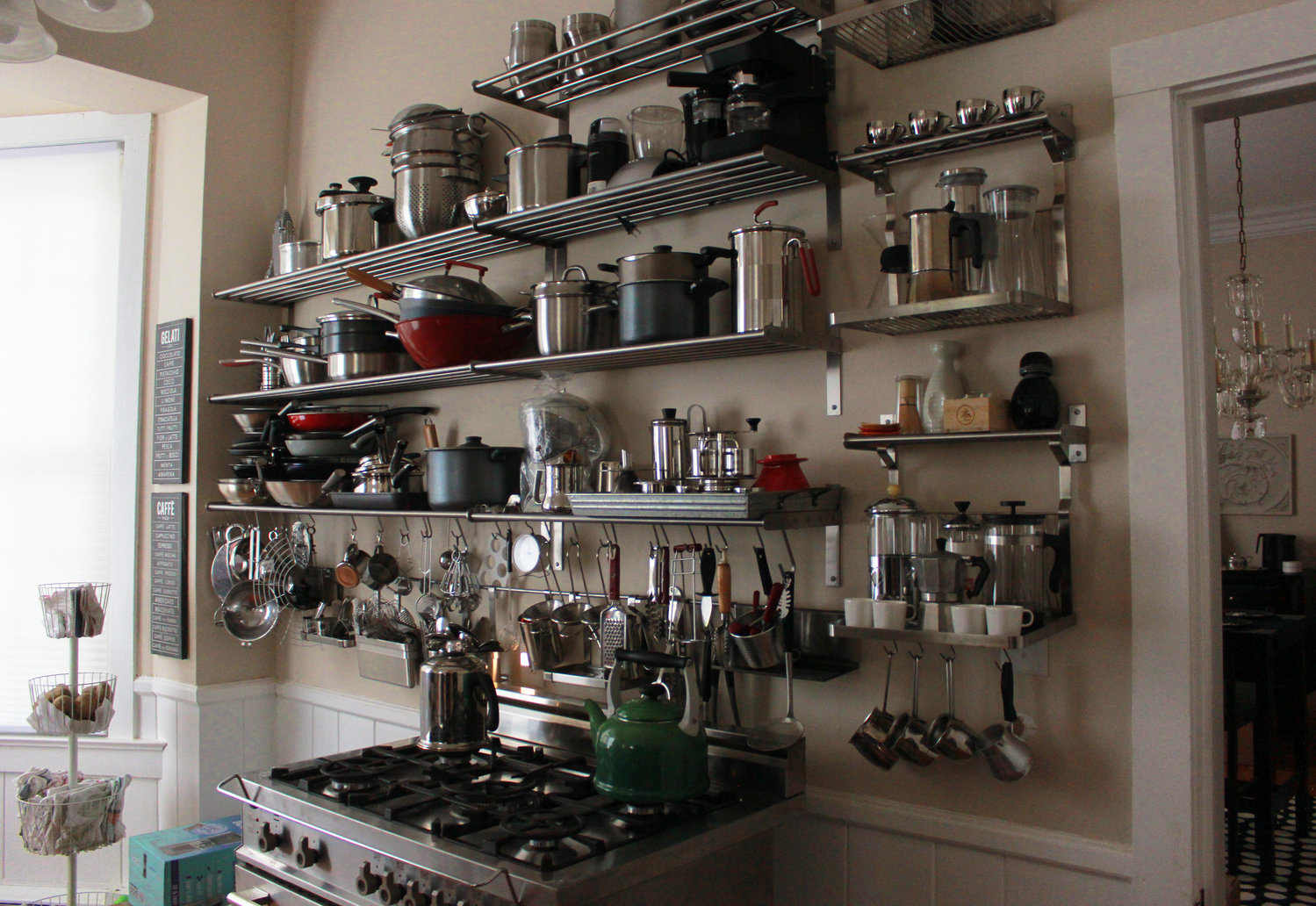 Shelves full of pots, pans and other cooking items line the kitchen of the house formarly known as Aunt Bee’s house in Siler City. The property was put up for sale by its previous owners in 2021.